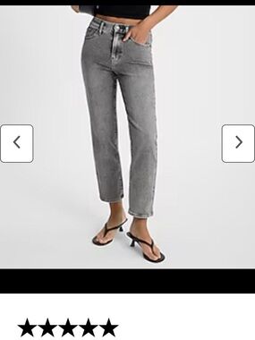 Express Gray High-Rise Ankle Straight Jeans - Women